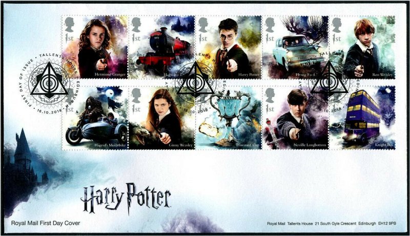 HERRICKSTAMP GREAT BRITAIN Sc.# 3780-89 Harry Potter FDC - Edinburgh Cancel