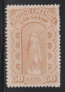 Canada, Revenue,  50c British Columbia Law Stamp (BCL 14) USED