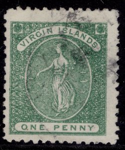 BRITISH VIRGIN ISLANDS QV SG1, 1d green, USED. Cat £60.