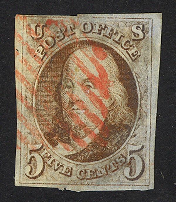 #1, Used, F/VF, red grid cancel, Flaws, SCV $425