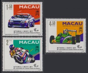 Macau 1993 The 40th Grand Prix Stamps Set of 3 MNH w/ Slightly Uneven Gum
