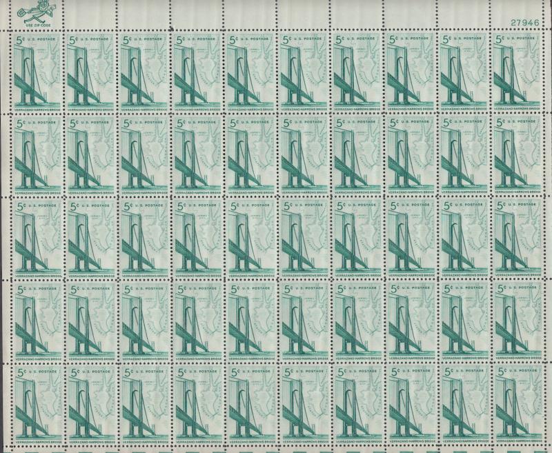 US #1258   Verrazano Bridge  Full sheet of 50  MNH