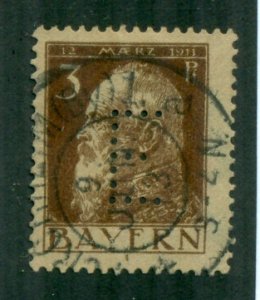 Bavaria 1911 #Mi D6 U E Perfin (Eisenbahn) Railway Official BIN=$1.50
