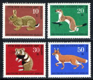 Germany-Berlin 9NB45-9NB48, MNH. Animals. Rabbit, Ermine, Hamster, Red fox, 1967