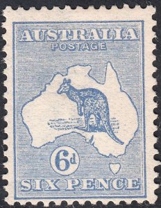 1913 AUSTRALIA KANGAROO 6d ULTRAMARINE (SG#9) MH VF