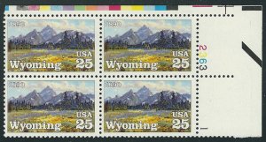 ALLY'S STAMPS US Plate Block Scott #2444 25c Wyoming Statehood [4] MNH [STK]