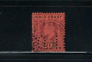 GOLD COAST SCOTT #48 1902 EDWARD VII WMK 2 -20 SHILLINGS - USED (PINHOLE)