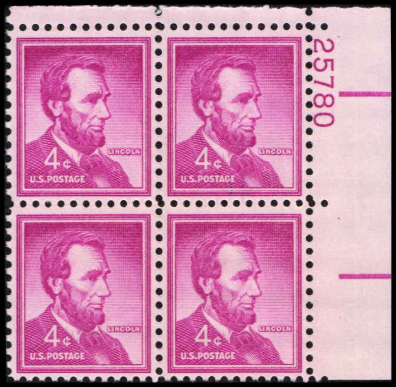 US #1036a LINCOLN MNH UR PLATE BLOCK #25780