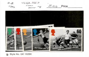 Great Britain, Postage Stamp, #1663-1667 Mint NH, 1996 Soccer (AC)