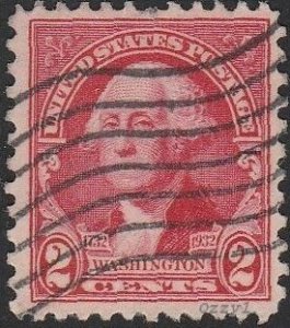 US #707 1932 2c Carmine Rose George Washington USED-Fine-NH.