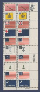 USA - Scott 1345-1354 - MNH - 6 ct Flags plate block of 20 - #30085 -  1968