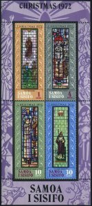 Samoa 382a, MNH. Mi Bl.4. Christmas 1972, Stained Glass Window, Apia Churches.