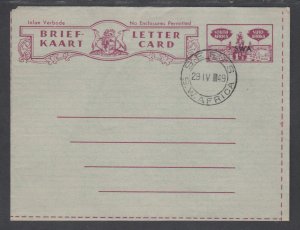 South West Africa H&G G3 used 1949 1½p Letter Card