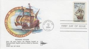 1984 Roanoke Voyages (Scott 2093) Gill Craft FDC