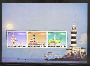 Singapore 399a MNH, Sultan Shoal Lighthouses Souvenir Sheet from 1982.