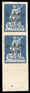 German States, Bavaria #260b Cat$50, 1920 30pf deep blue, imperf. vertical pa...