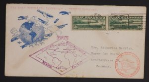 1930 New York USA Graf Zeppelin cover Round Flight Sc# C13 X 2 to Germany