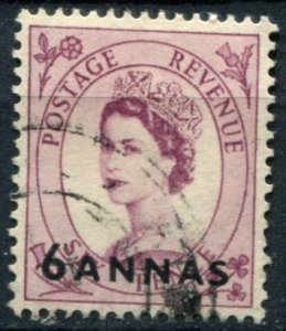 Oman Sc#61 Used, 6a on 6p lil rose, Queen Elizabeth II Definitives (1955)