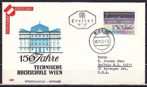 Austria, Scott cat. 755. Technology University issue. First day cover. ^