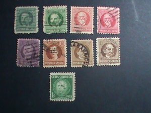 ​CUBA-1917-SC#264//279- 9 OVER 100 YEARS OLD CUBA FAMOUS PERSONS USED STAMPS