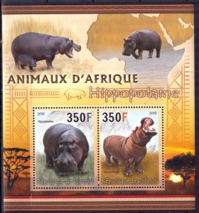 Djibouti 2013 Hippopotamus Sheet MNH