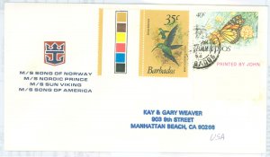 Barbados #504/603 On Cover  (Butterflies)