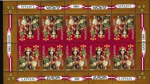 Latvia 1995 Europa Sheets of Ten (10) Folklore Mi. 414-415 XF/NH/(**) Immaculate