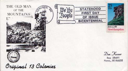 United States, First Day Cover, New Hampshire