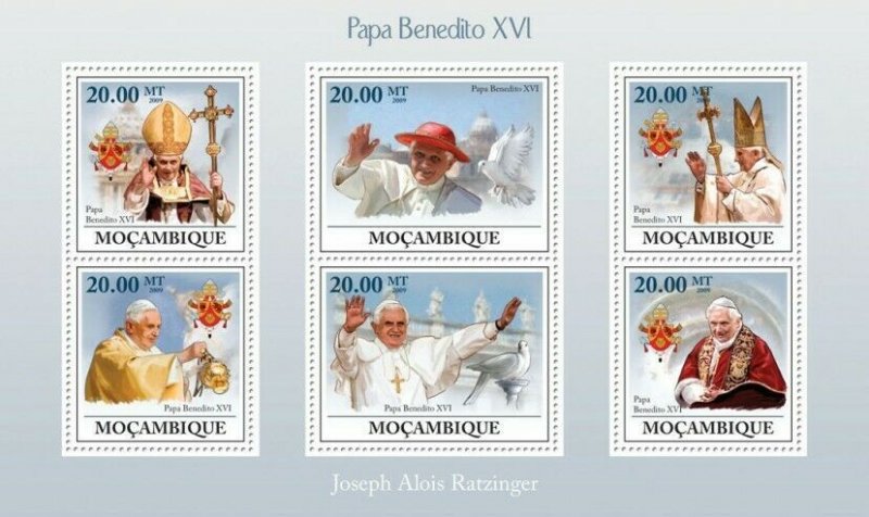 Mozambique 2009 MNH - Pope Benedict XVI. Sc 1886, YT 2776-2781, Mi 3343-3348