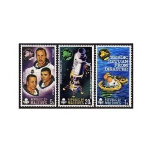 Maldives 355-357, MNH. Michel 367-369. Apollo XIII, 1971. Astronauts.