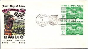 Philippines FDC 1959 - Baguio Golden Jubilee - 2x6c Stamp - Pair - F43224