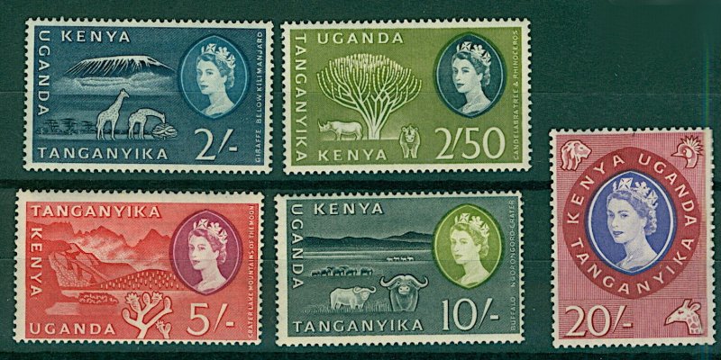 KUT 1960 QEII HV pictorials to include 2/-, 2/50, 5/-, 10/- and 20/- Mint Stamps