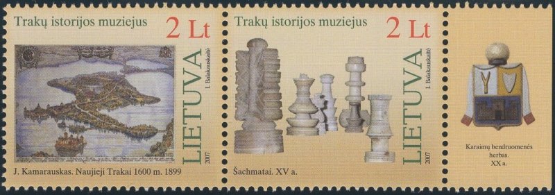 Lithuania 2007 MNH Sc 841 Pair 2 l Map, Chess pieces Tab Coat of Arms