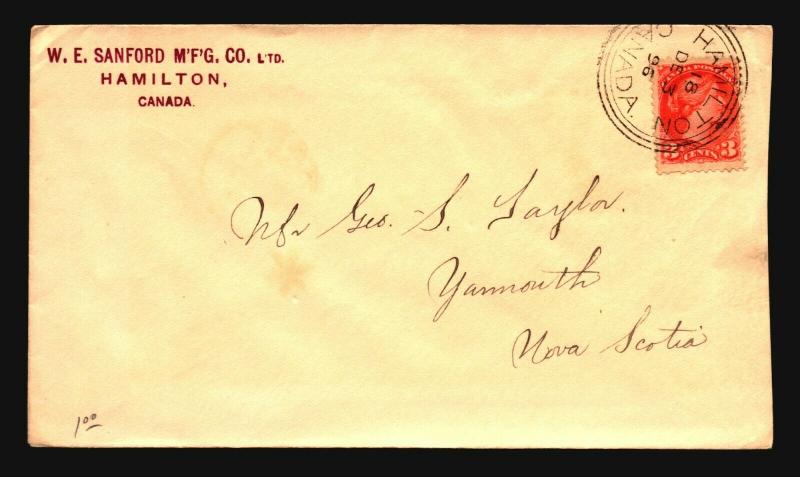 Canada 1896 Hamilton Large Triple Ring Cancel Cover  - Z15349