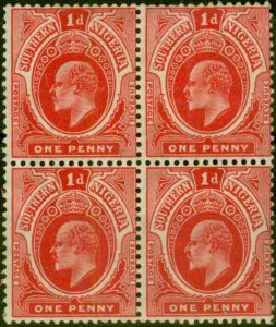 Southern Nigeria 1907 1d Carmine SG34a Head Die A Fine MNH Block of 4