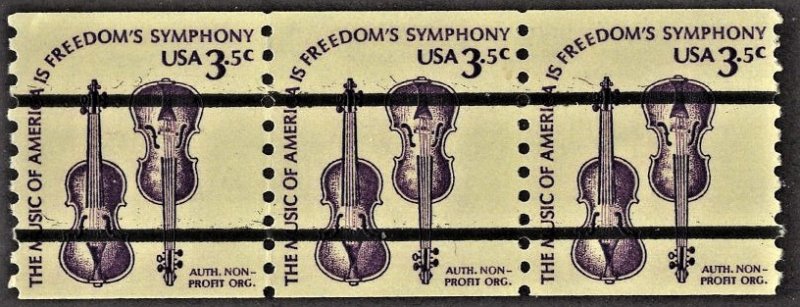 US 1813a MNH VF 3.5 Cent Violins Bureau Pre Cancel Coil Strip of 3