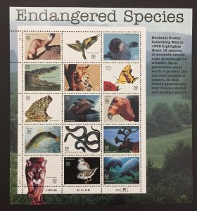 U.S. 1996 #3105 Sheet, Endangered Species, MNH.