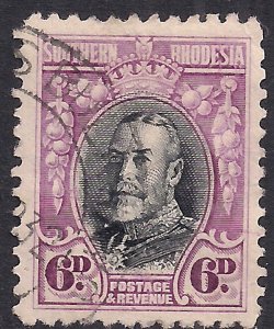 Southern Rhodesia 1931 - 37  KGV 6d Black & Magenta used SG 20 Perfs 12 ( T863 )