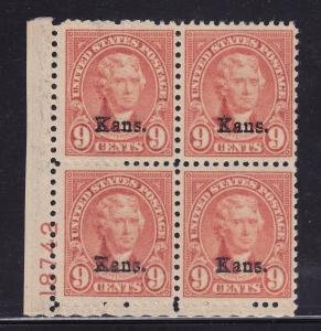 667 VF-XF previously hinged plateblock nice color cv $ 300 ! see pic !