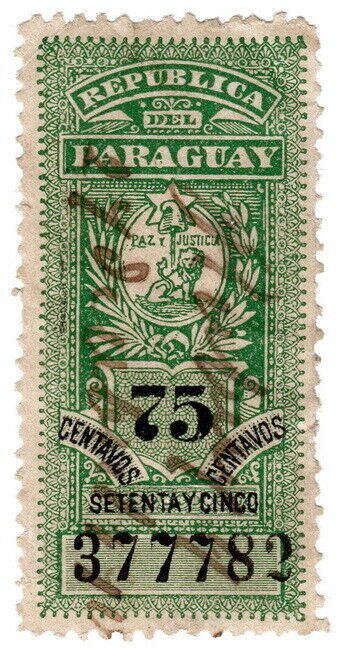 (I.B) Paraguay Revenue : Stamp Duty 75c