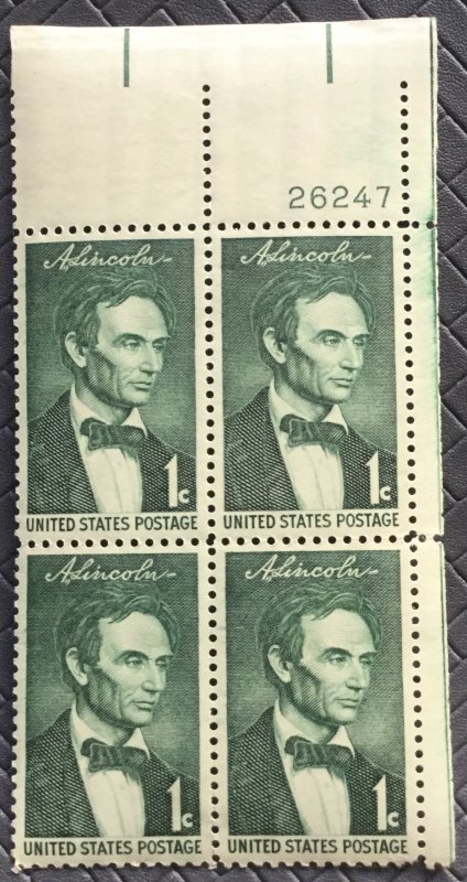 US #1113 MNH Plate Block of 4 Abraham Lincoln SCV $1.00 L23