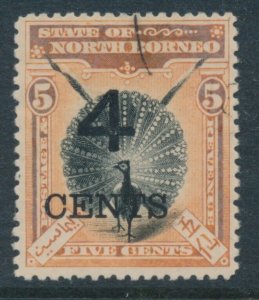 North Borneo SG 112a P 14 x 13½  Sc 91 (Variety not listed) 4 cents on 5c