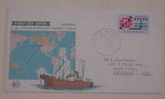 AUSTRALIA FDC 1963 HOBART PACIFIC CABLE  CACHET ADDRESSED