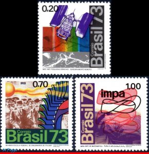 1292-94 BRAZIL 1973 ENGINEERING SCHOOL, SPACE, SCIENCE, MI# 1376-78 C-789-91 MNH