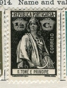 PORTUGAL; ST.THOMAS PRINCE 1914 early Ceres issue fine Mint hinged 1/2c. value