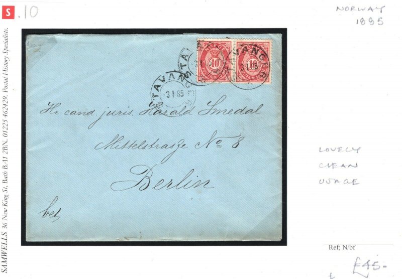 NORWAY Cover Stavanger 20 Ore Rate Lovely Clean Usage 1885 {samwells-covers}SS10