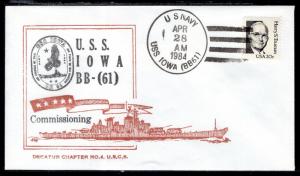 US USS Iowa Commissioning 1984 Ship Cover