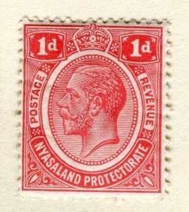 NYASALAND; 1921 early GV issue fine Mint hinged 1d. value