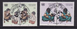 United Nations New York  #466-467  cancelled  1985 UNICEF pairs