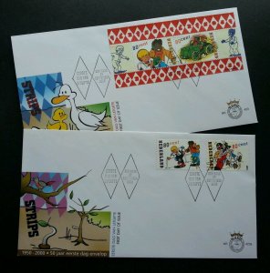 Holland Comics 2000 Animation Netherlands Duck Tree Bird Cartoons (FDC pair)